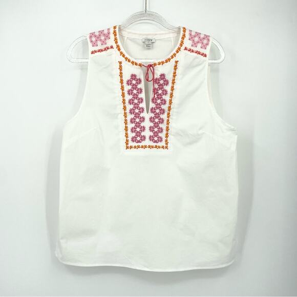 J. Crew Embroidered Tassel Tank Size 14 White - Picture 2 of 12